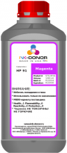 Пигментные чернила INK-DONOR  91 Magenta (C9466A) для HP DesignJet Z6100, 1000 мл